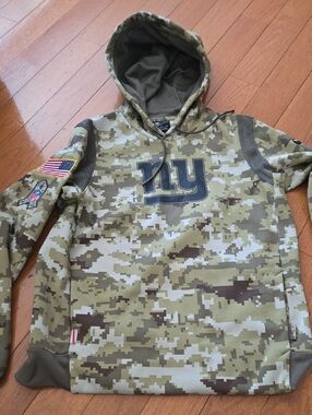 NFL Camo Pullover Hoodie with American Flag and Ribbon Patch
